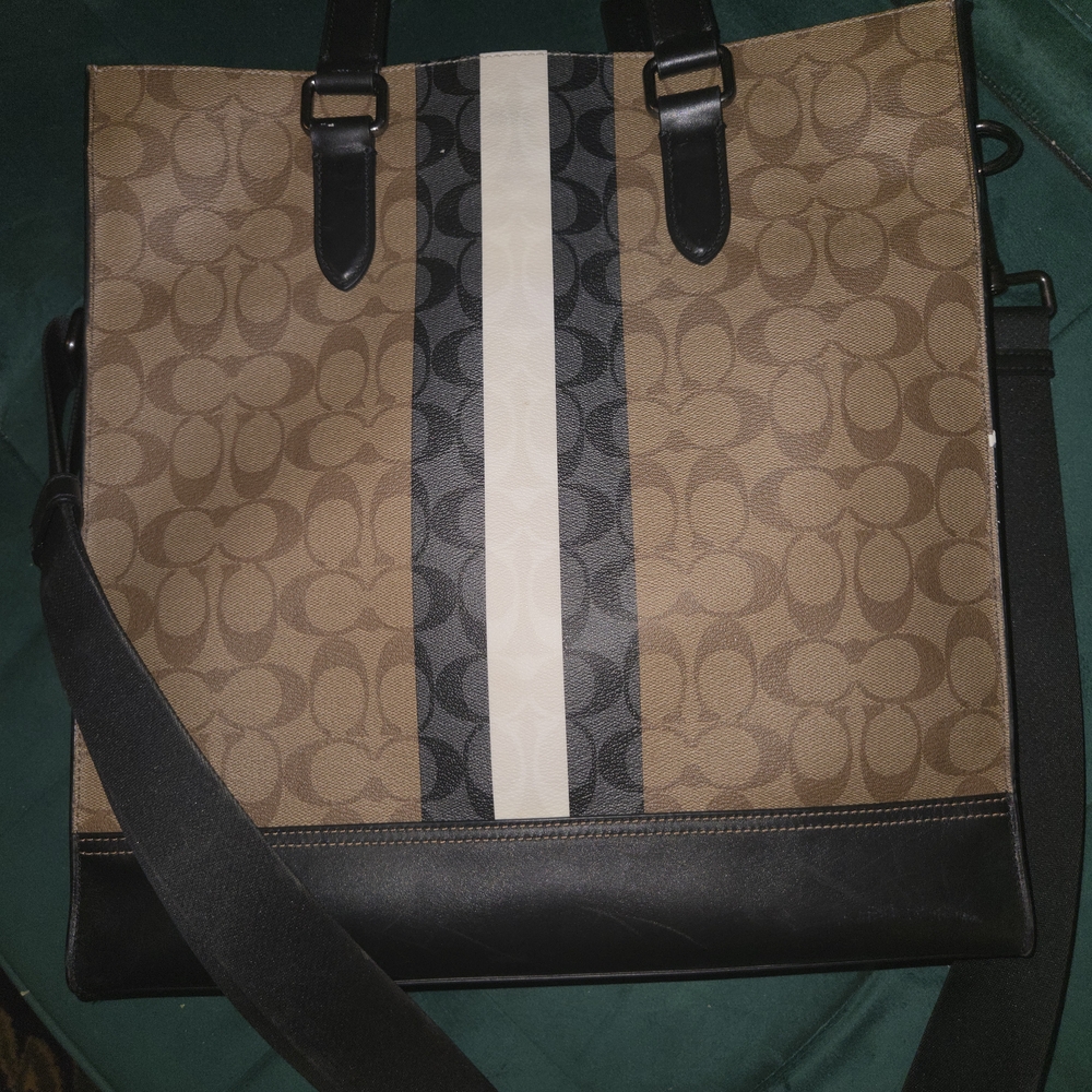 Authentic Mens Or Womens Coach Brown and Black Messenger Bag Large